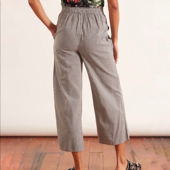 Mara Hoffman Arianna black white gingham print high rise waisted wide leg pants - Picture 2 of 13